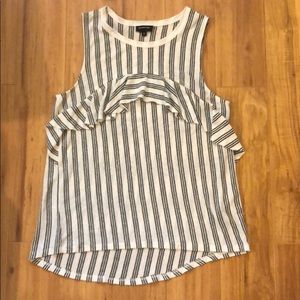 B&W Striped Tank With Ruffle
